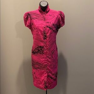 SOLD- Vintage 80’s pink/black button up dress